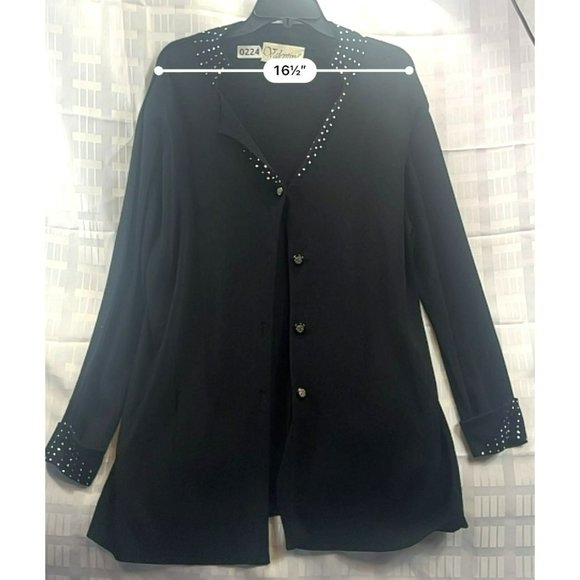 valentine, women sweater, size16, color black, botton down - Picture 2 of 10